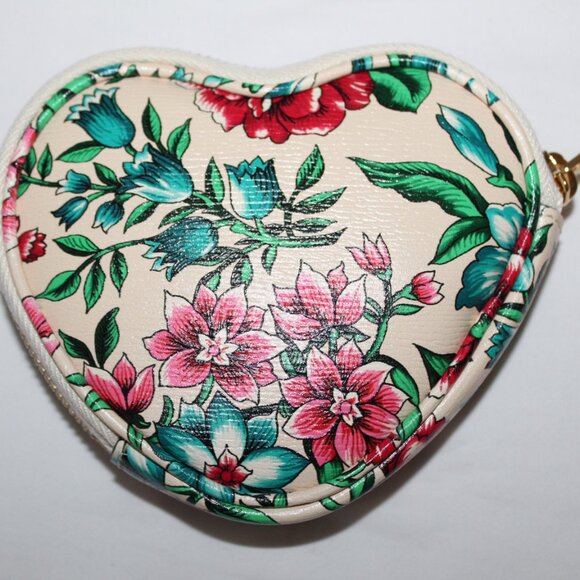 NWT Gucci Key Case Ophidia Shang Soft Brit Roses Zip Heart Pouch Floral  732232 - Picture 5 of 11